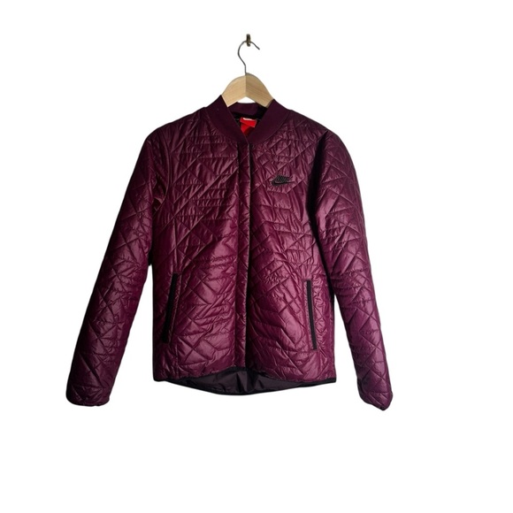 Nike Quilted Bomber Jacket Full Zip Sportswear Casual Women's Size Small - Picture 3 of 5